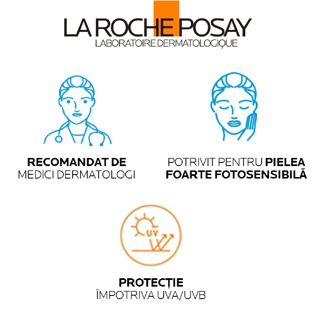 Serum de fata cu protectie solara SPF 50+ Nuanta Medium Natural Anthelios UVAir, 50ml, La Roche-Posay