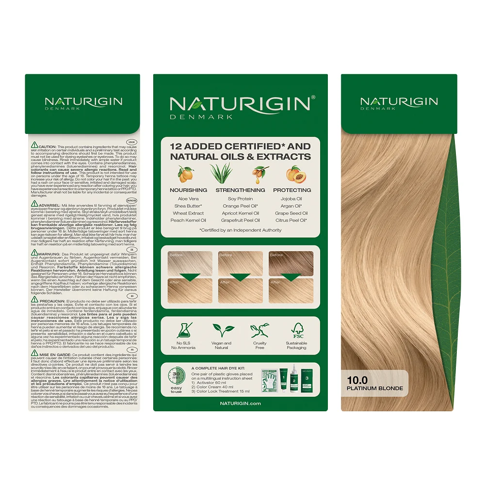 Vopsea de par Platinum Blonde 10.0, 115ml, Naturigin