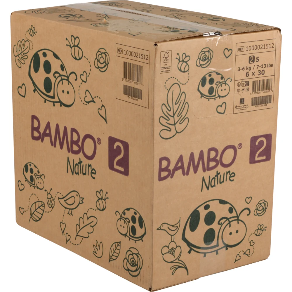 Scutece Eco Paper Bag Marimea Nr. 2 pentru 3-6 kg, 180 bucati, Bambo Nature