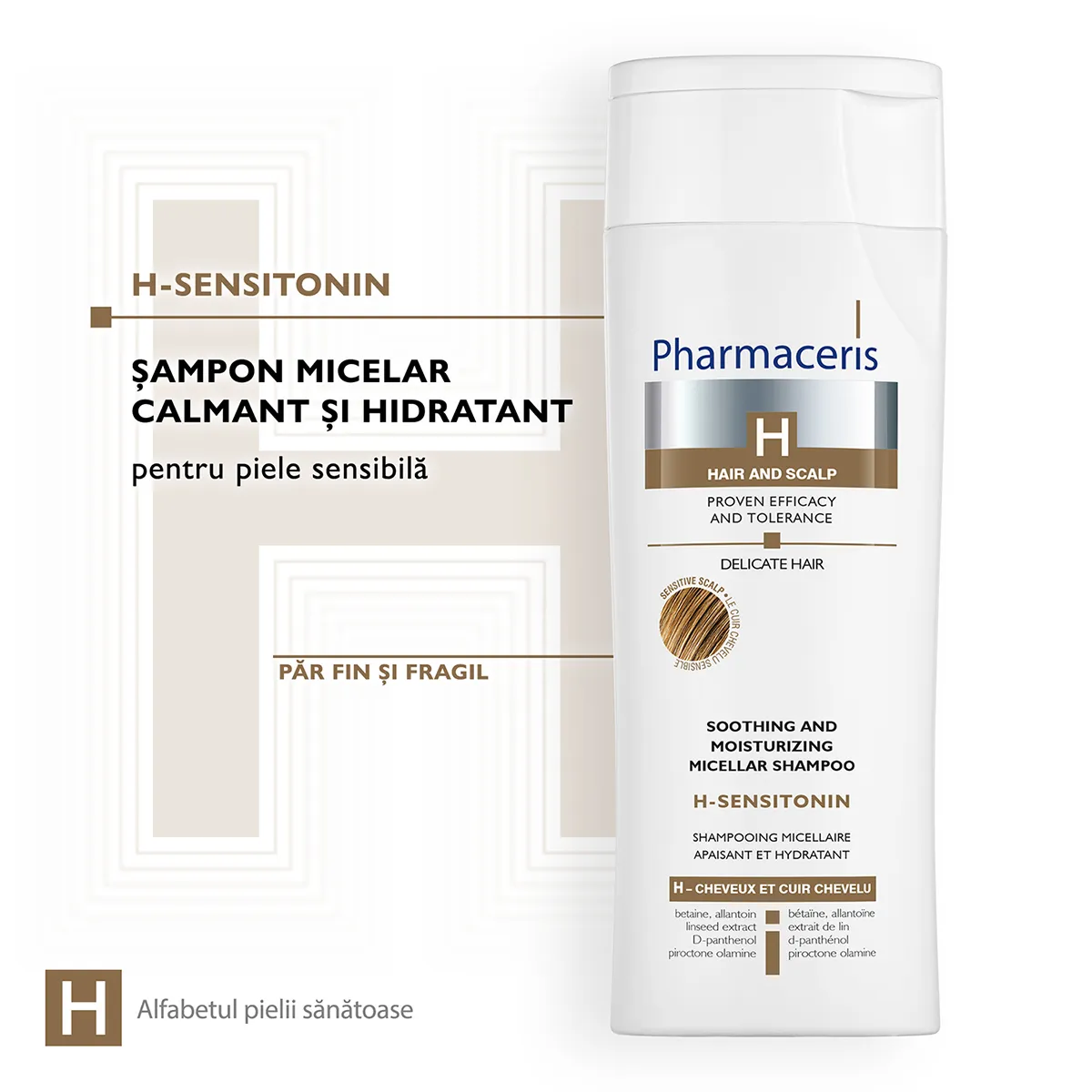 Sampon calmant pentru scalp sensibil & par fin si delicat Sensitonin H, 250ml, Pharmaceris 