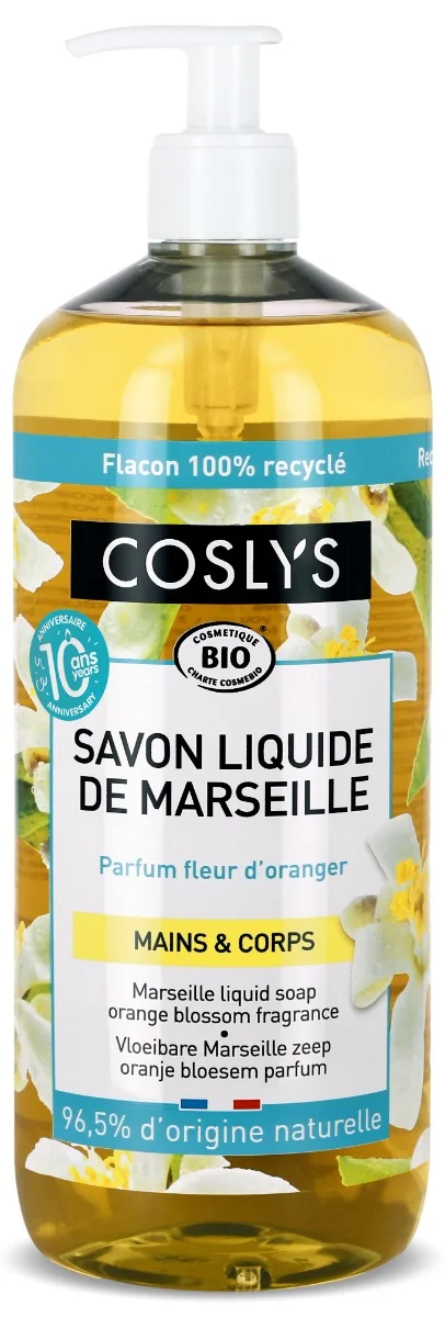 Sapun lichid si gel de dus bio de Marsilia cu flori de portocal, 1000ml, Coslys