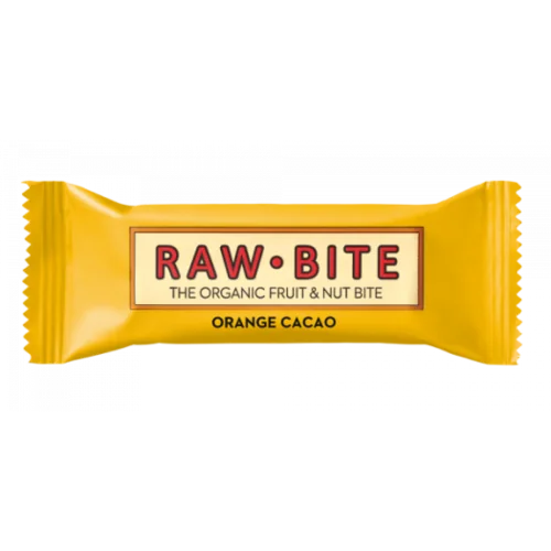 Baton vegan cu cacao si portocale Orange Cacao, 50g, Raw Bite