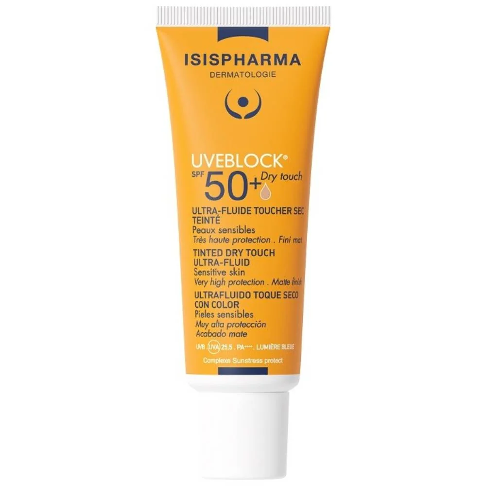 Fluid nuantator cu protectie solara Dry Touch Medium Tinted SPF50+ UVEBLOCK, 40ml, Isis Pharma