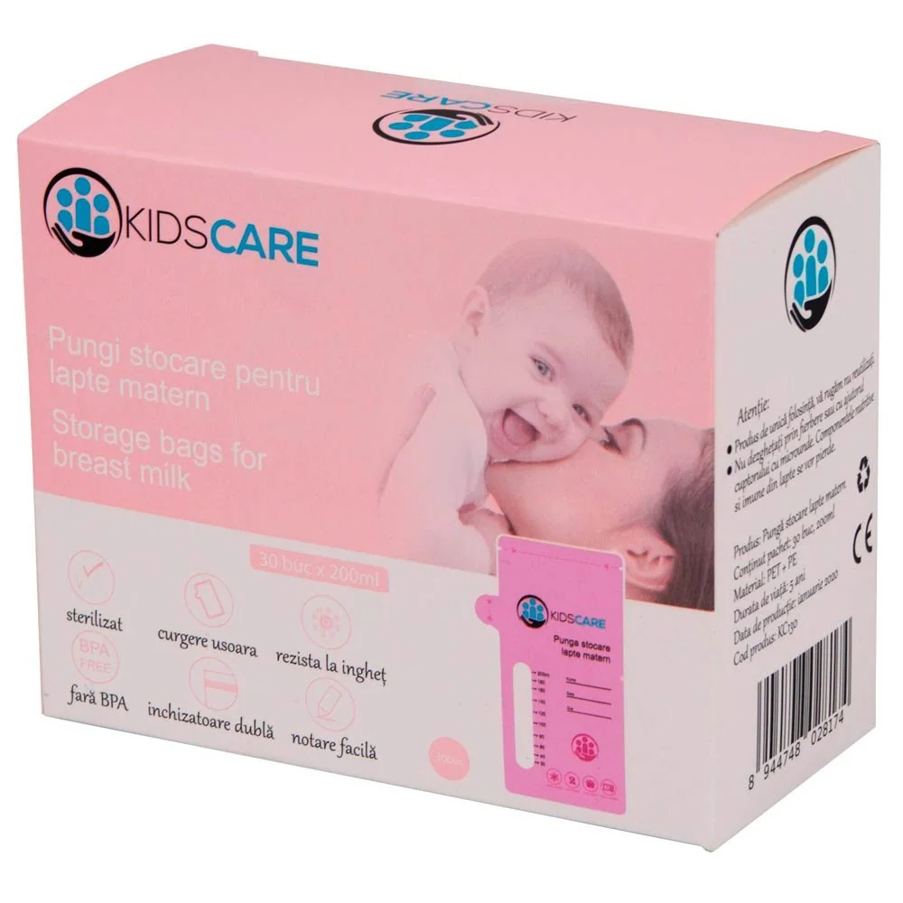 Set pungi de stocare pentru laptele matern KC130, 30 bucati, KidsCare