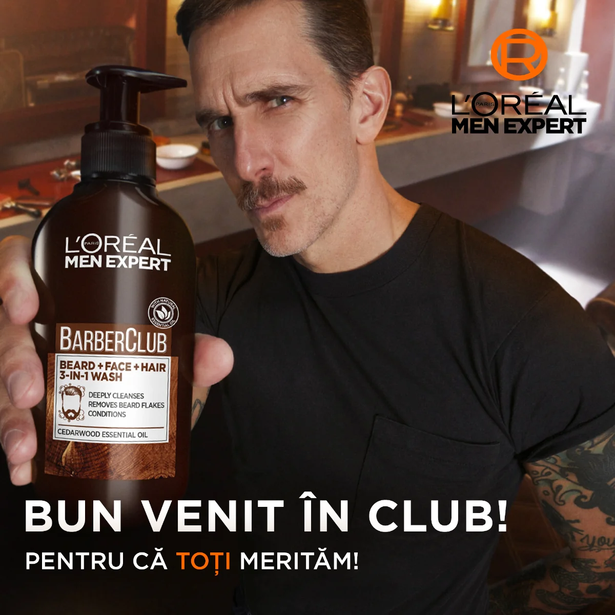 Gel de curatare 3 in 1 pentru barbati Men Expert Barber Club, 200ml, L'oreal Paris