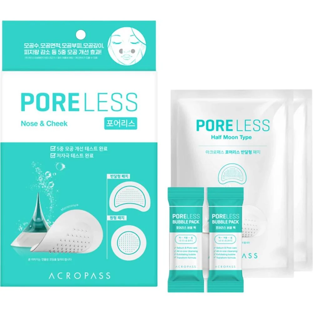 Kit Plasturi + Solutie curatare zone cu sebum si pori dilatati Poreless, 1 bucata, Acropass