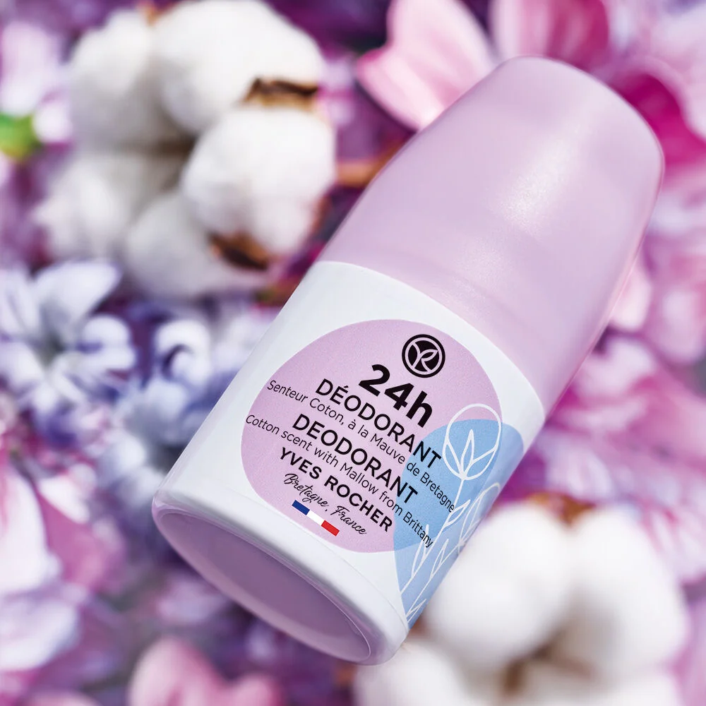 Deodorant roll-on 24h cu parfum de bumbac imbogatit cu nalba din Bretania, 50ml, Yves Rocher 