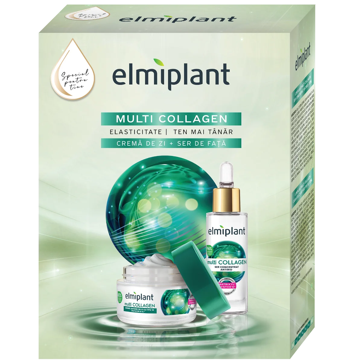 Pachet Crema de zi 30ml + Ser de fata 30ml Multi Collagen, 1 bucata, Elmiplant