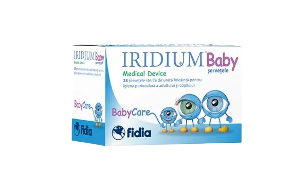 Servetele sterile pentru ingrijire perioculara copii si adulti Iridium Baby, 28 bucati, Fidia Farmaceutici