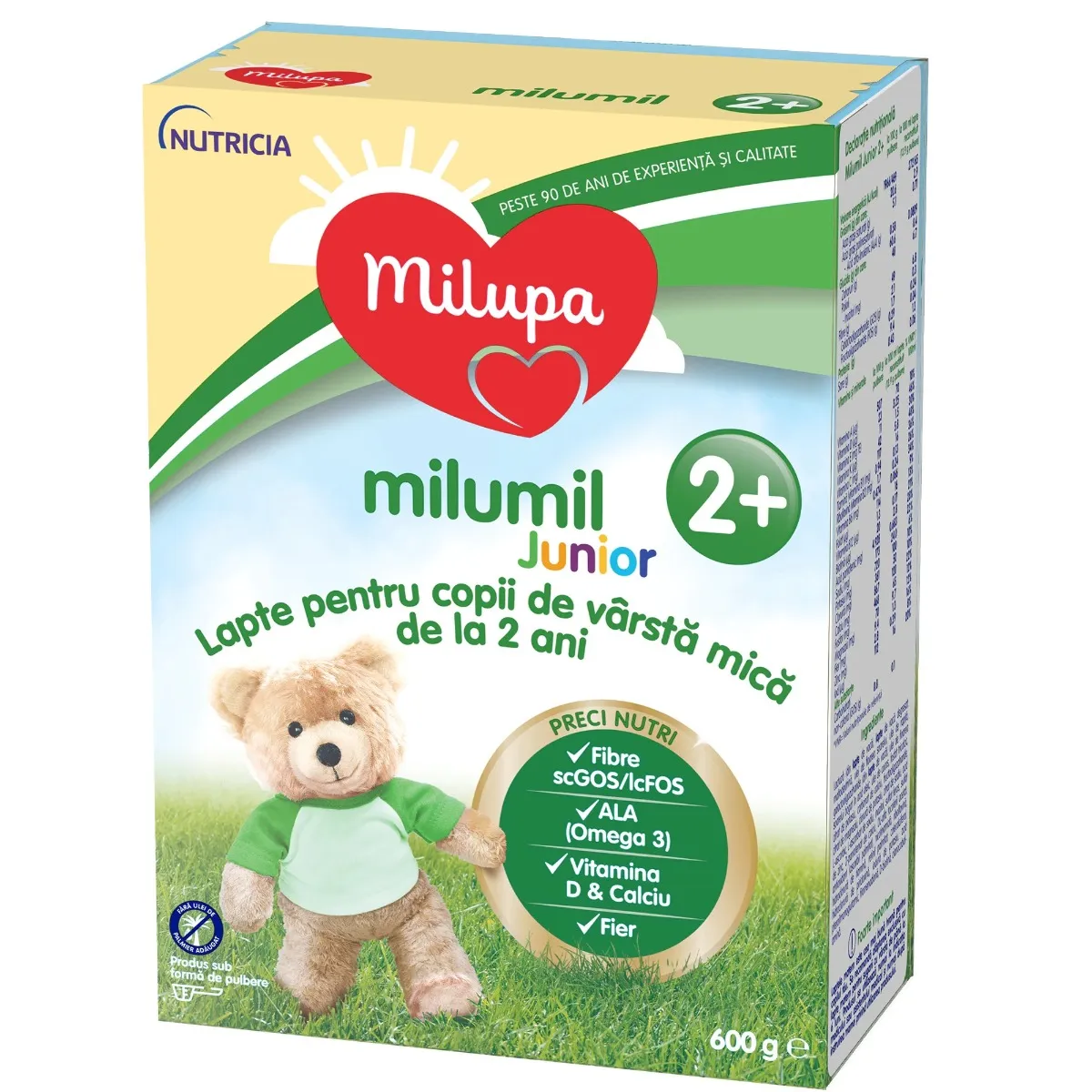 Lapte pentru copii de varsta mica de la 2 ani Milumil Junior 2+, 600g, Milupa