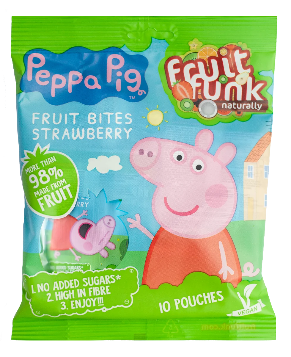Gustare din fructe cu capsuni Peppa Pig, 100g, Fruit Funk