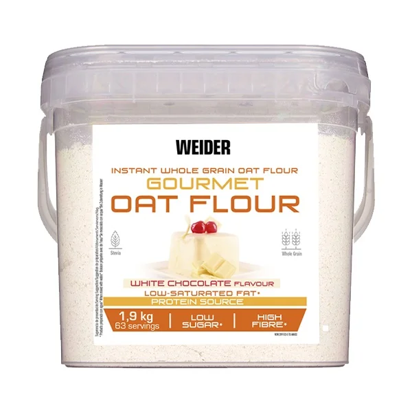 Faina de ovaz cu aroma de white chocolate Gourmet Oat Flour, 1900g, Weider