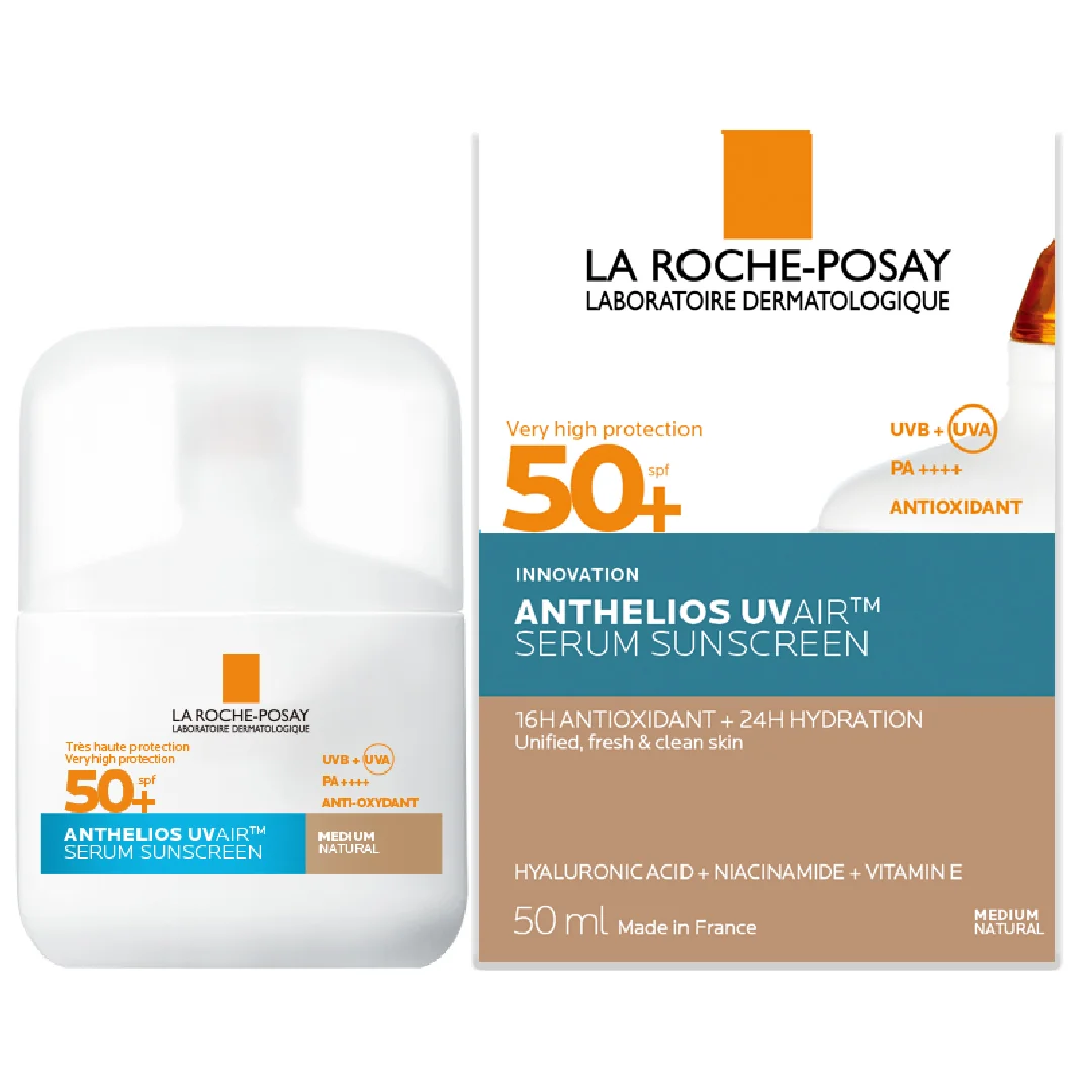 Serum de fata cu protectie solara SPF 50+ Nuanta Medium Natural Anthelios UVAir, 50ml, La Roche-Posay