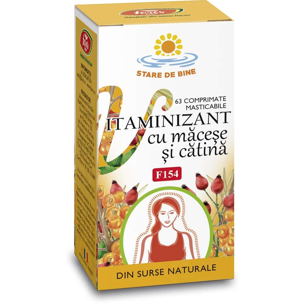 Vitaminizant cu macese si catina F154, 63 comprimate masticabile, Fares