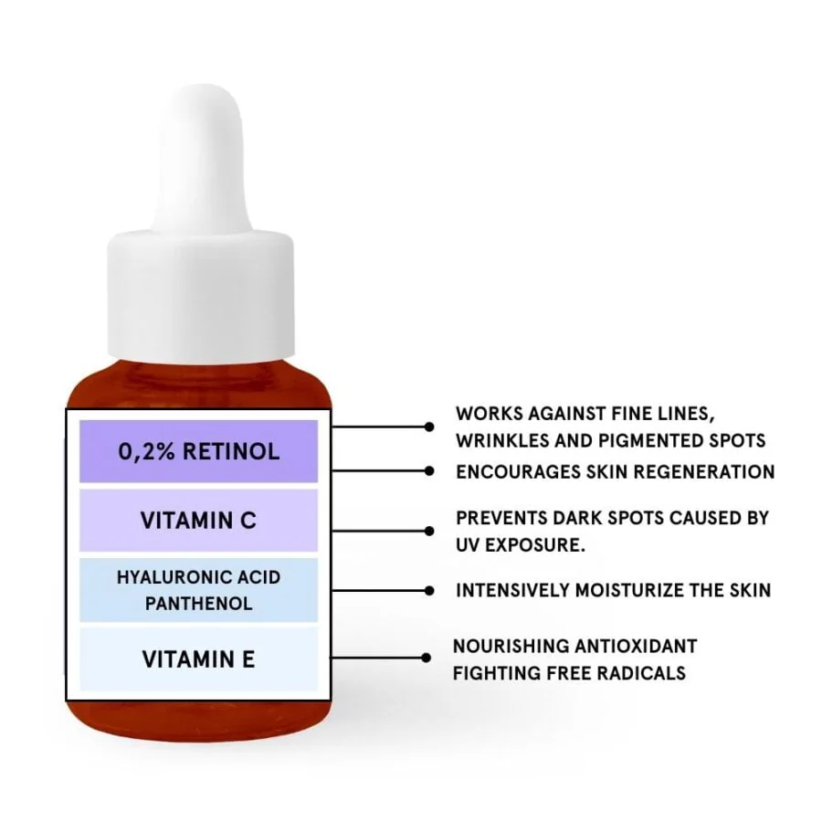 Ser facial pentru noapte cu retinol, 30ml, Kilig