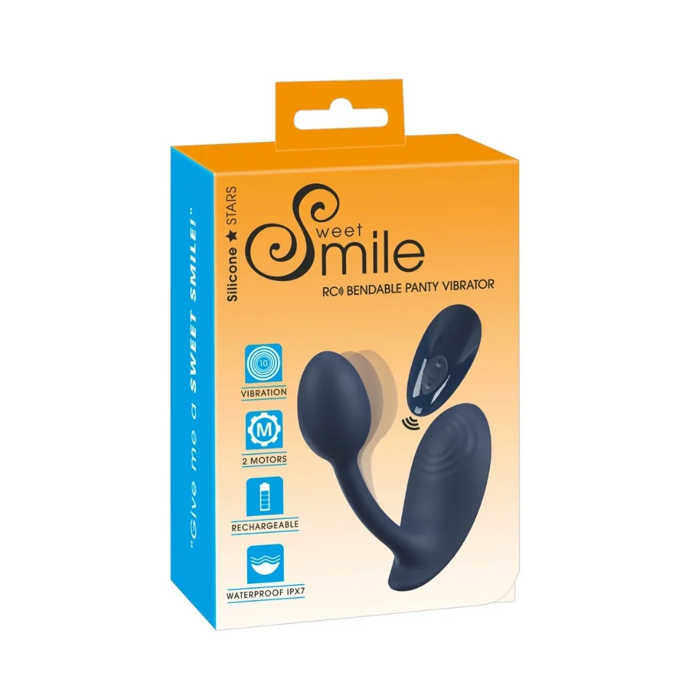 Vibrator 2in1 clitoridian si vaginal Panty Vibe negru, 1 bucata, Sweet Smile