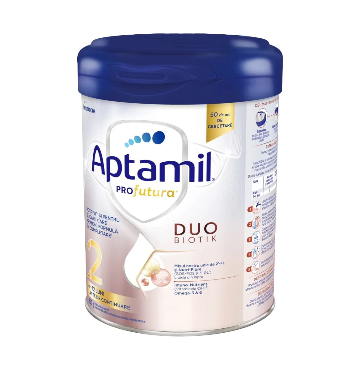 Lapte de continuare pentru copii de pentru 6-12 luni PROfutura DUOBIOTIK 2, 800g, Aptamil