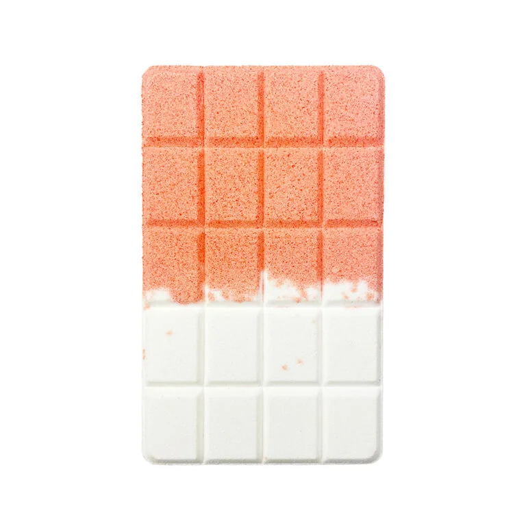 Tableta efervescenta pentru baie in forma de ciocolata, cu parfum de piersica, 200g, Inuwet
