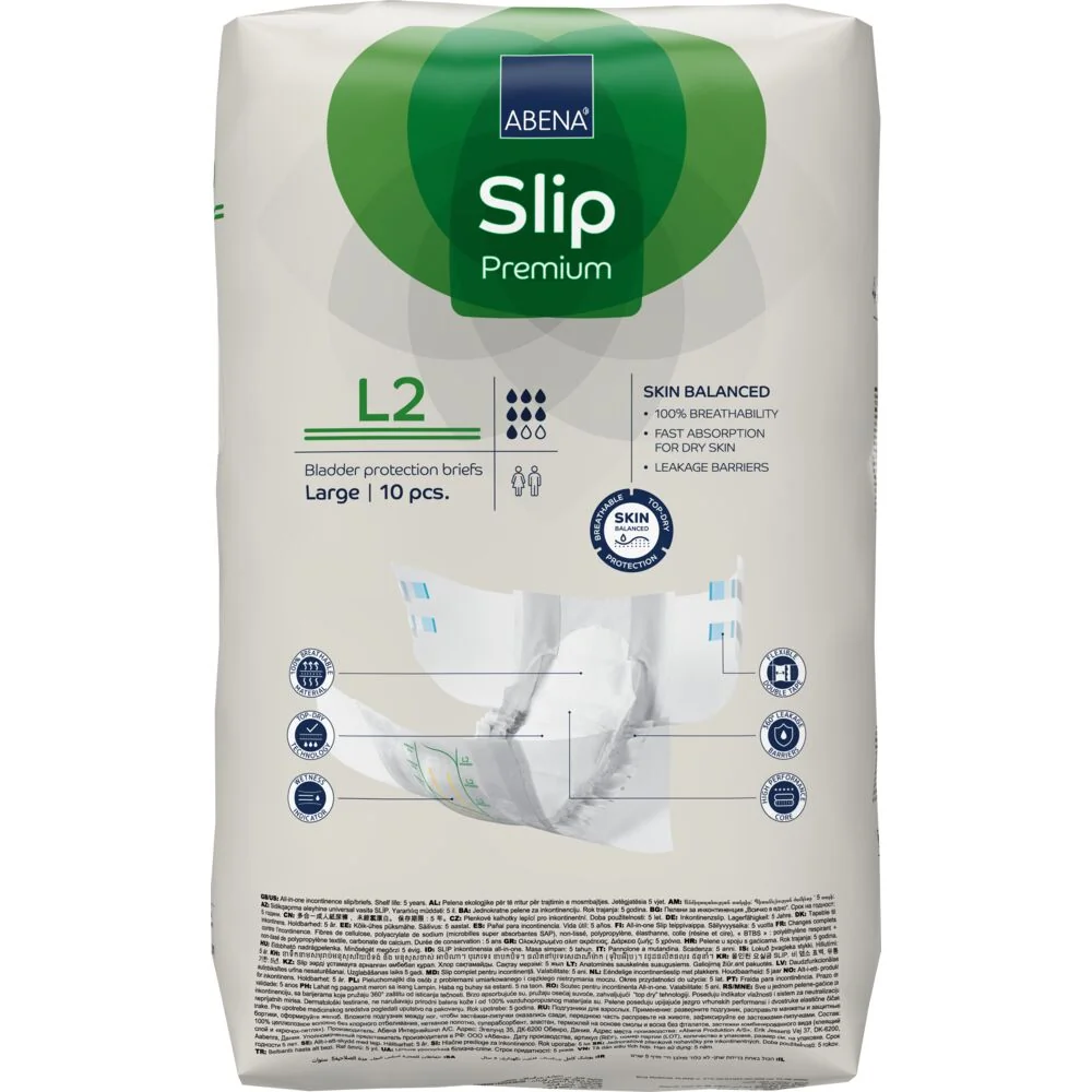 Scutece pentru adulti Premium Slip L2 100-150cm cu absorbtie 3100ml, 10 bucati, Abena