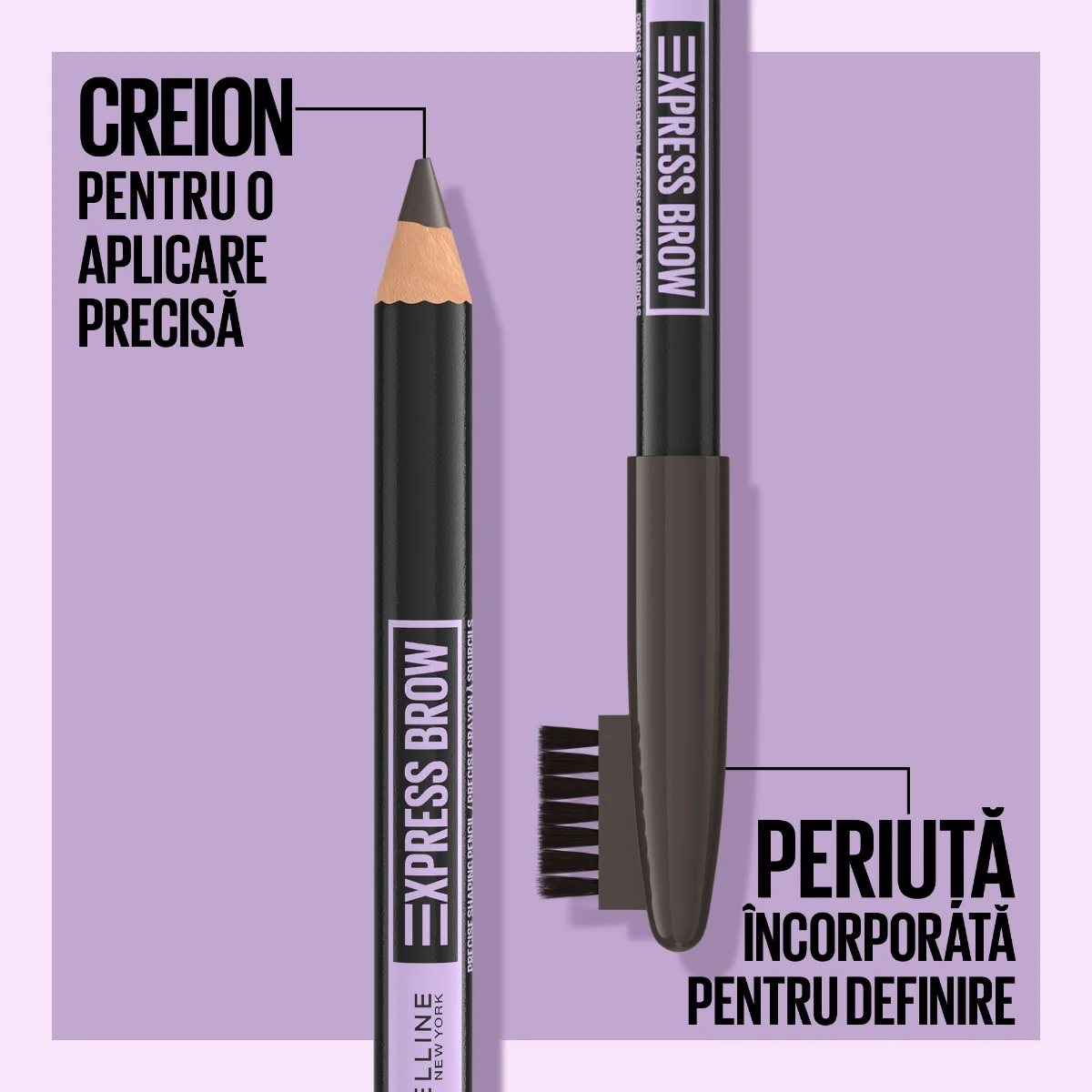 Creion pentru sprancene 05 Deep Brown Express Brow Shaping Pencil, 1g, Maybelline