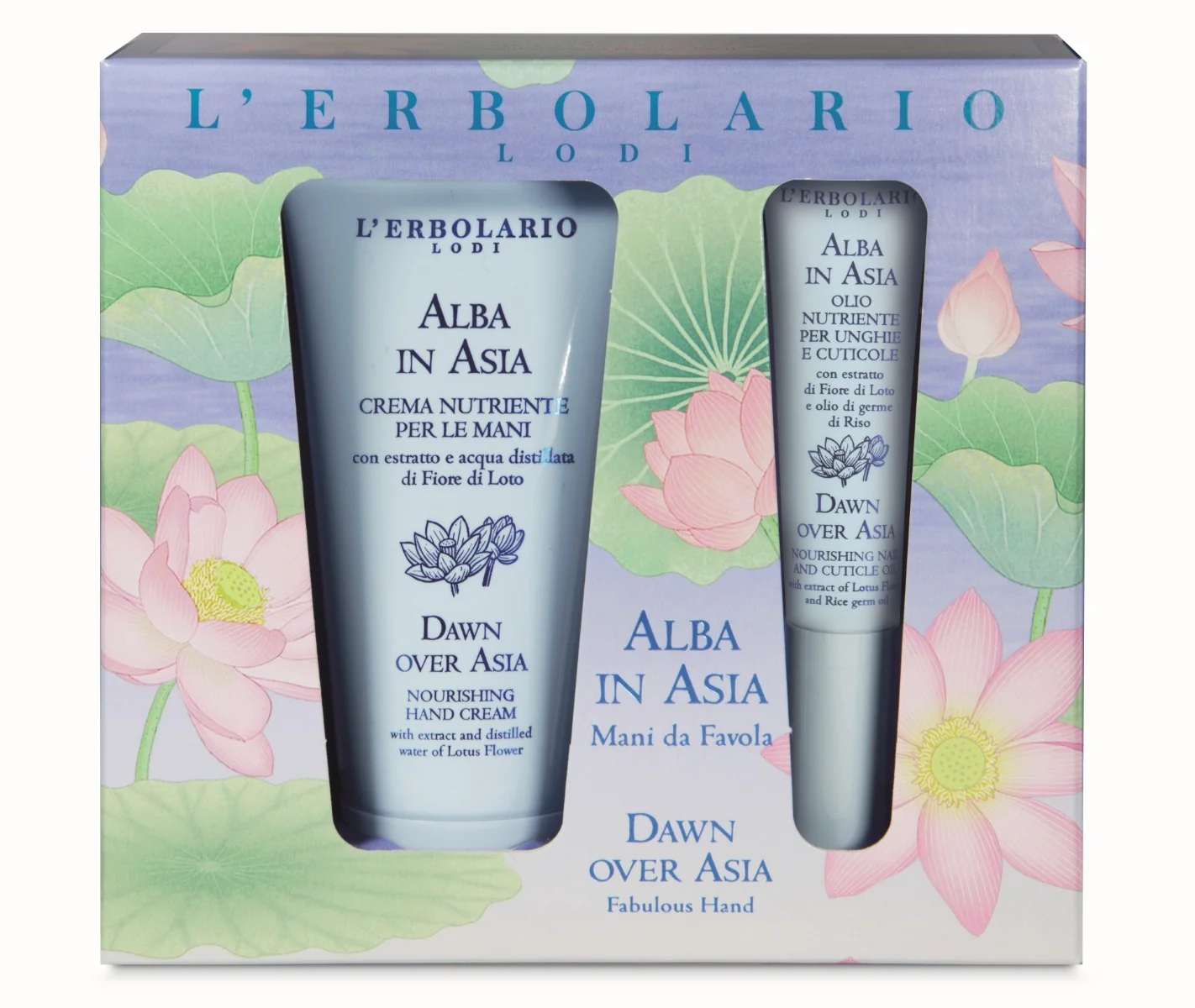 Kit Fabulous Hand Dawn over Asia Crema de maini 50ml + Ulei de unghii si cuticule 7,5ml, L'Erbolario