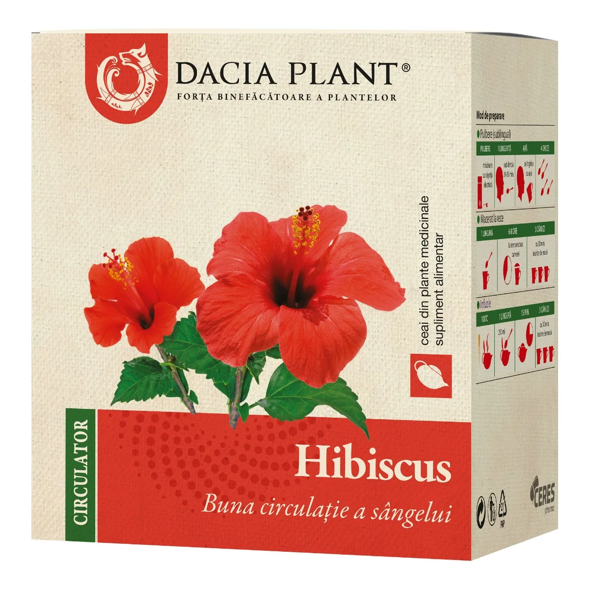 Ceai de hibiscus, 50g, Dacia Plant 
