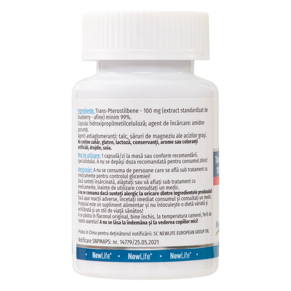 Trans-PTEROSTILBENE 100mg, 60 capsule, NewLife