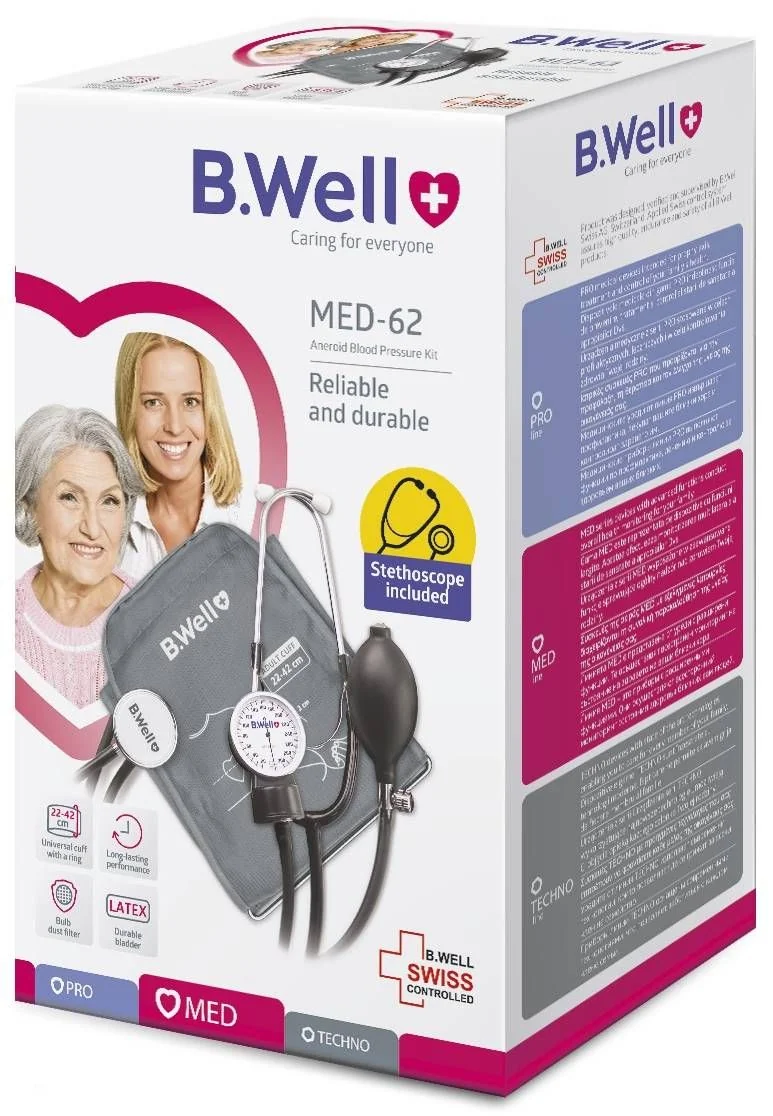Kit tensiometru aneroid si stetoscop Standard MED-62, 1 bucata, B.Well