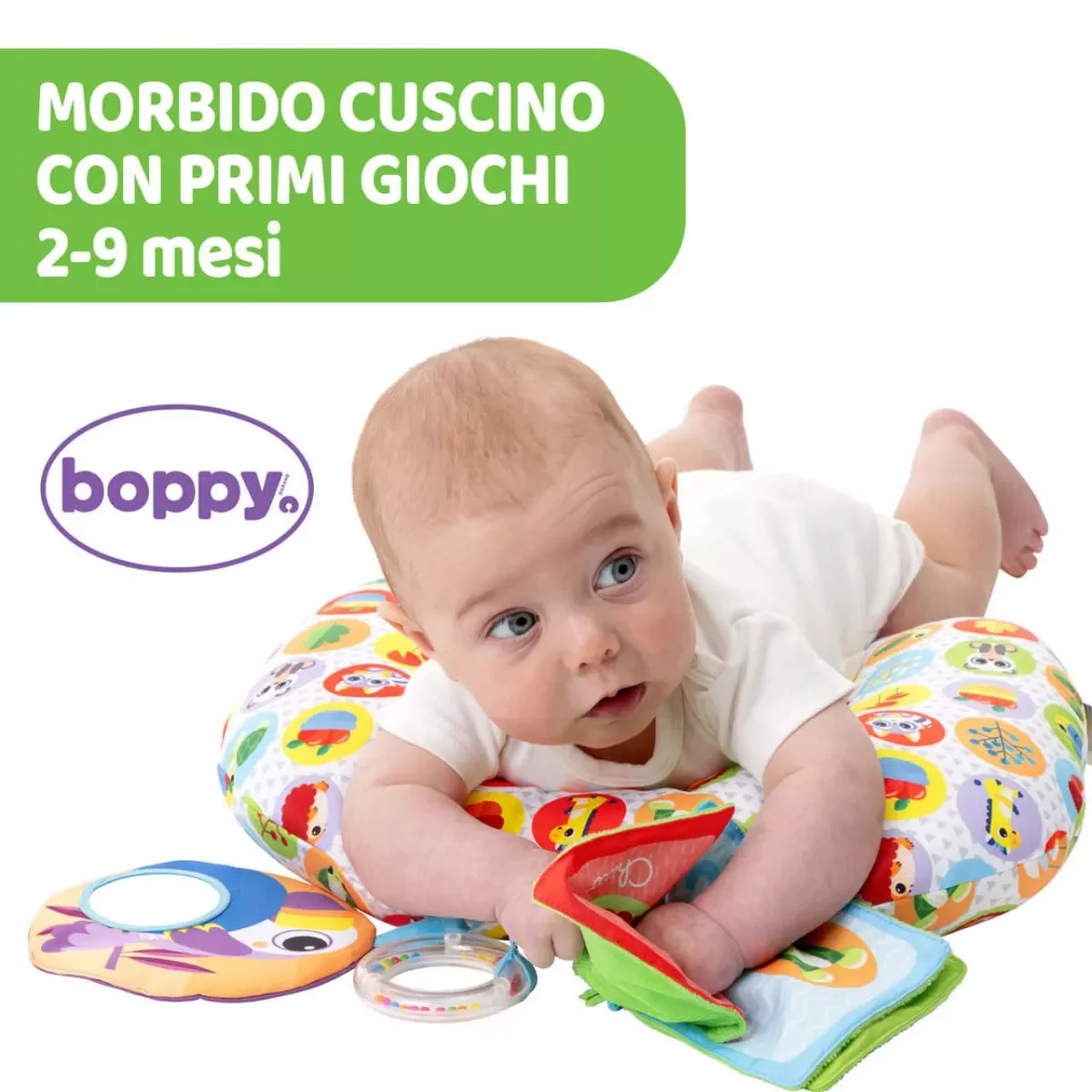 Perna Boppy cu animalute Tummy Time 2- 9 luni, 1 bucata, Chicco