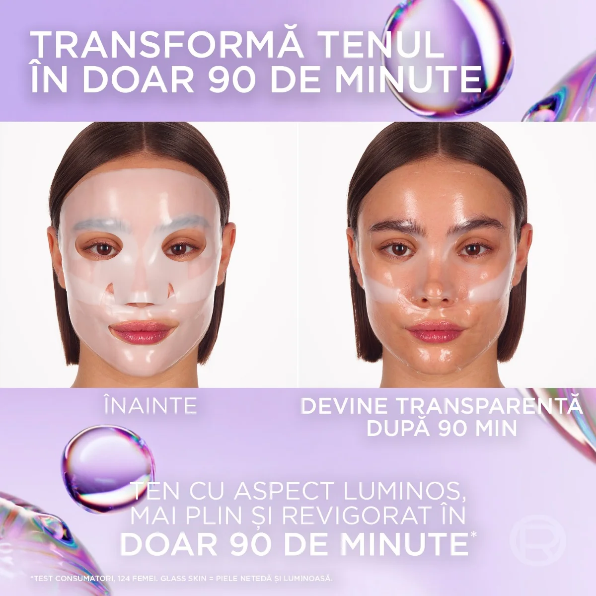 Masca hidrogel pentru iluminare Revitalift Glass Skin, 25g, L'Oreal Paris