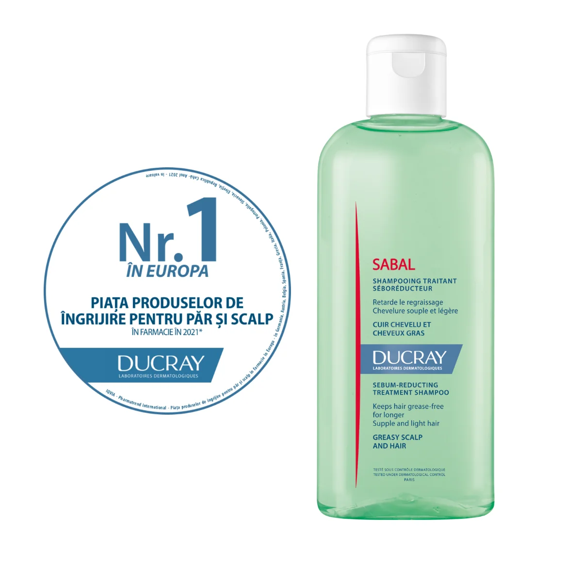 Sampon sebo-reglator pentru par gras Sabal, 200 ml, Ducray