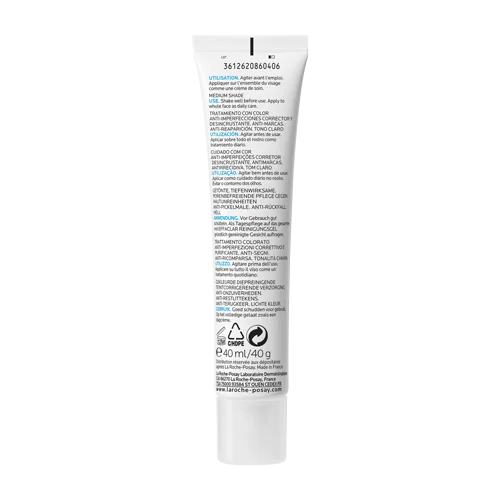 Crema corectoare uniformizatoare pentru tenul gras cu tendinta acneica Effaclar Duo+ Unifiant Medium, 40ml, La Roche-Posay