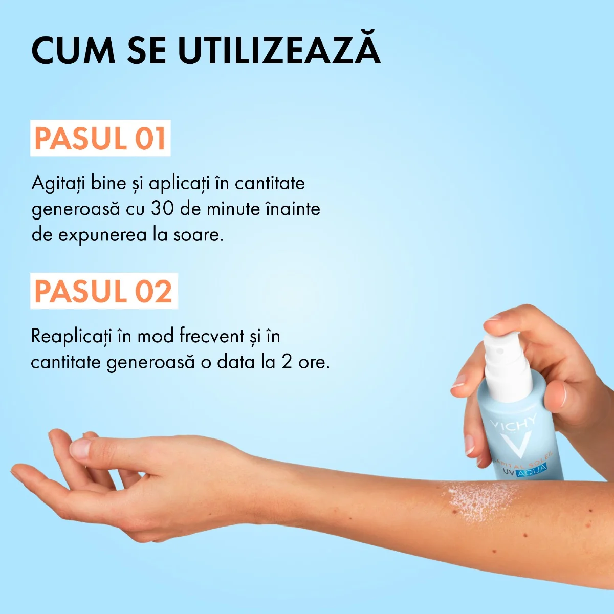 Spray hidratant pentru fata si corp SPF50 Capital Soleil UV AQUA, 200ml, Vichy