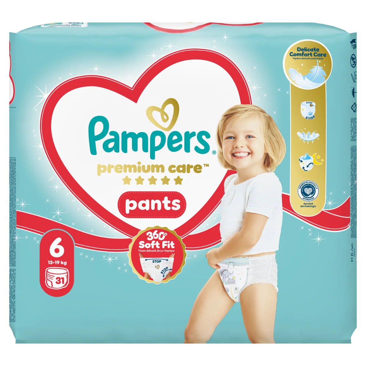 Scutece Premium Care Pants Nr.6 13-19 kg, 31 bucati, Pampers