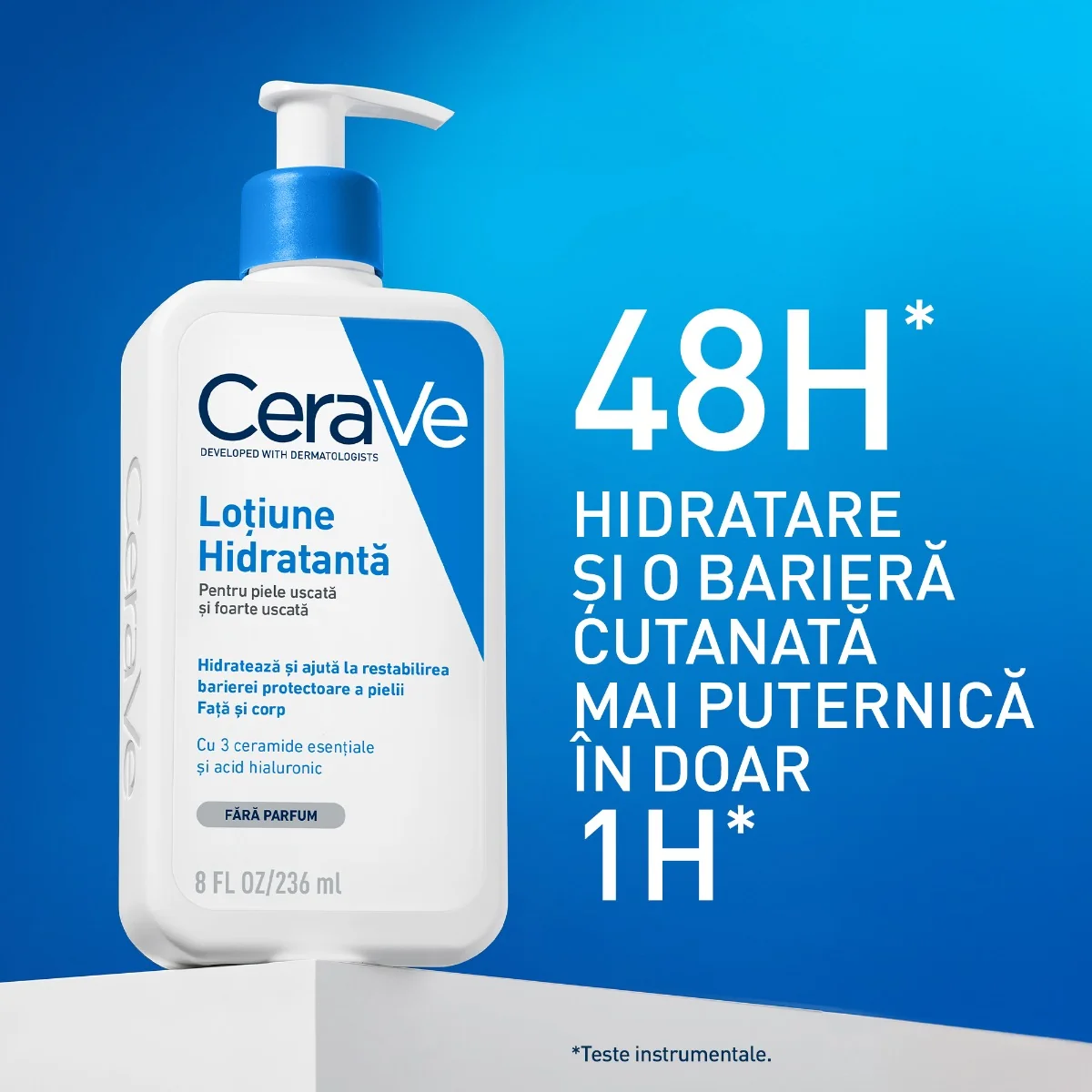 Lotiune hidratanta de fata si corp pentru piele uscata si foarte uscata, 236ml, CeraVe