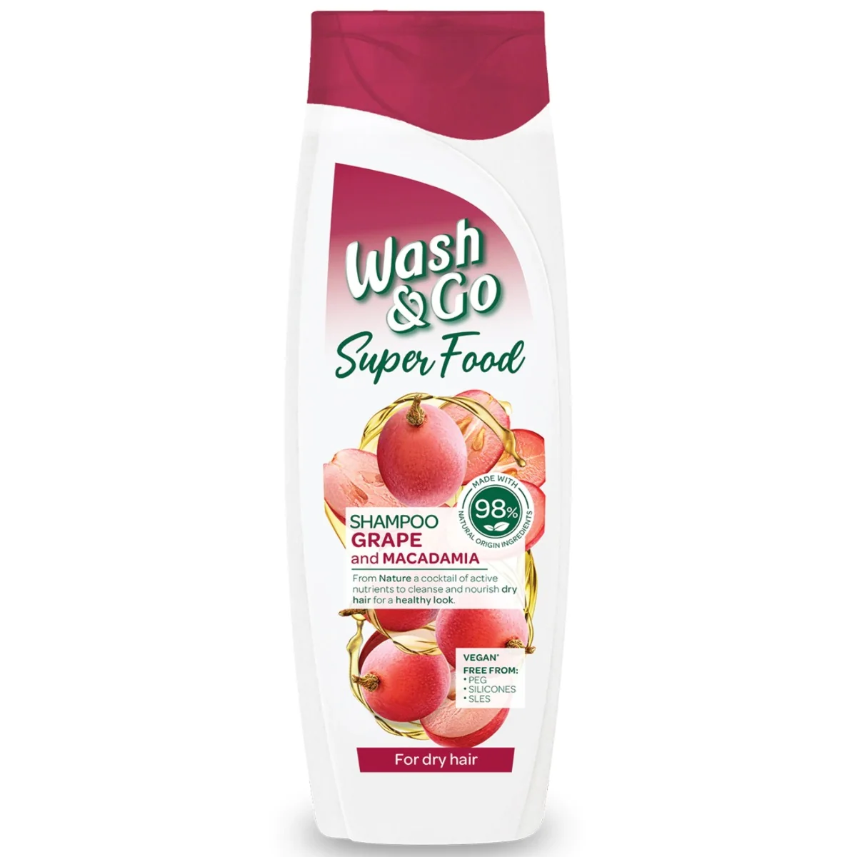 Sampon cu extract de struguri Superfood, 400ml, Wash&Go