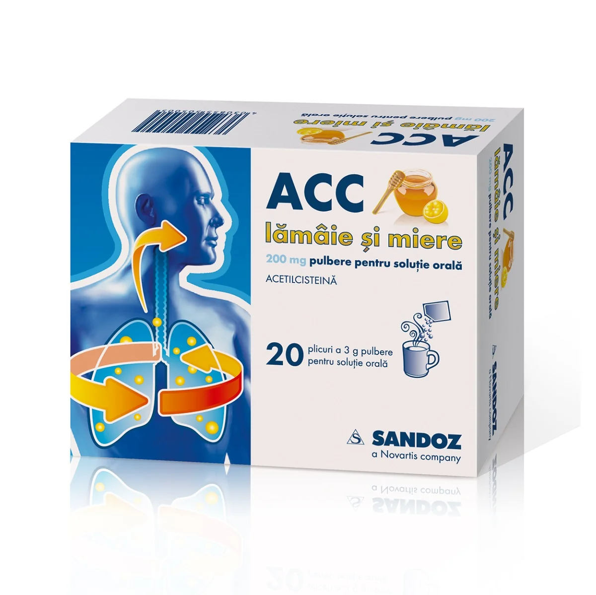 ACC lamaie si miere 200 mg, 20 plicuri, Sandoz
