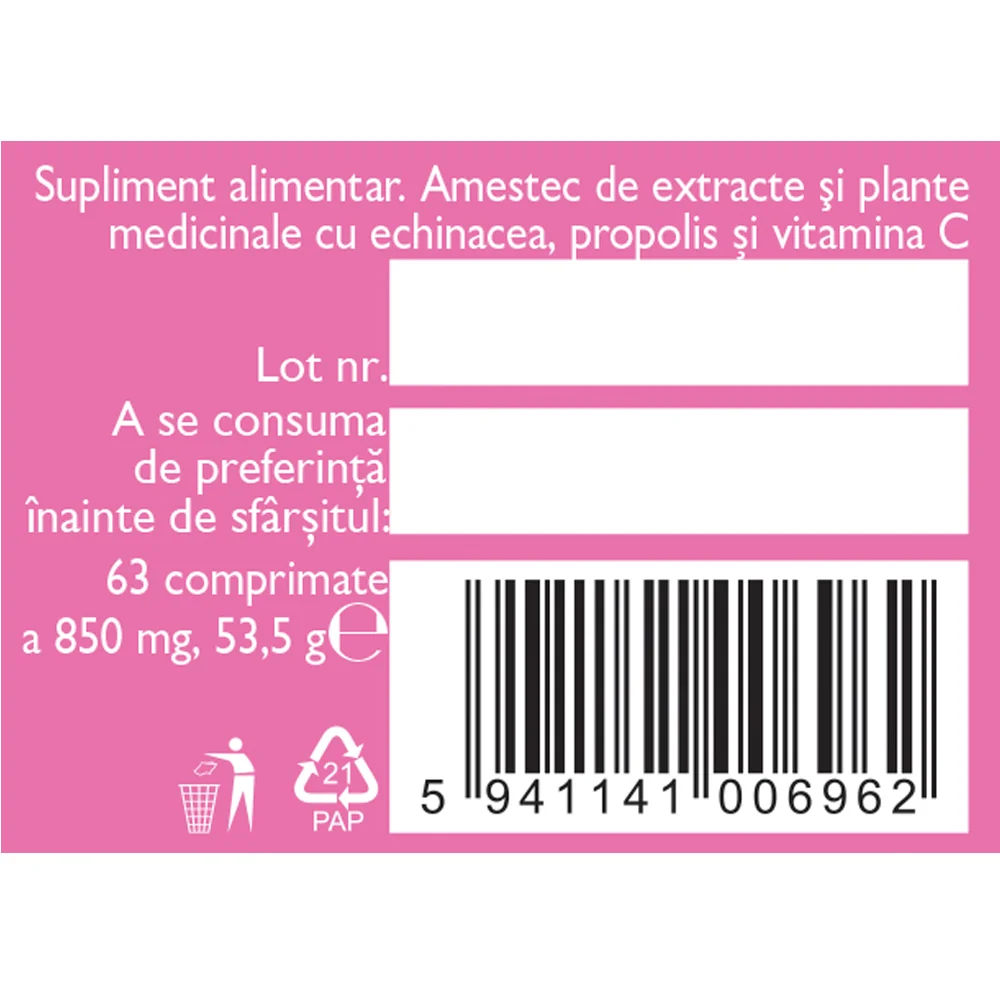 Echinacea cu propolis si vitamina C F170, 60 comprimate, Fares