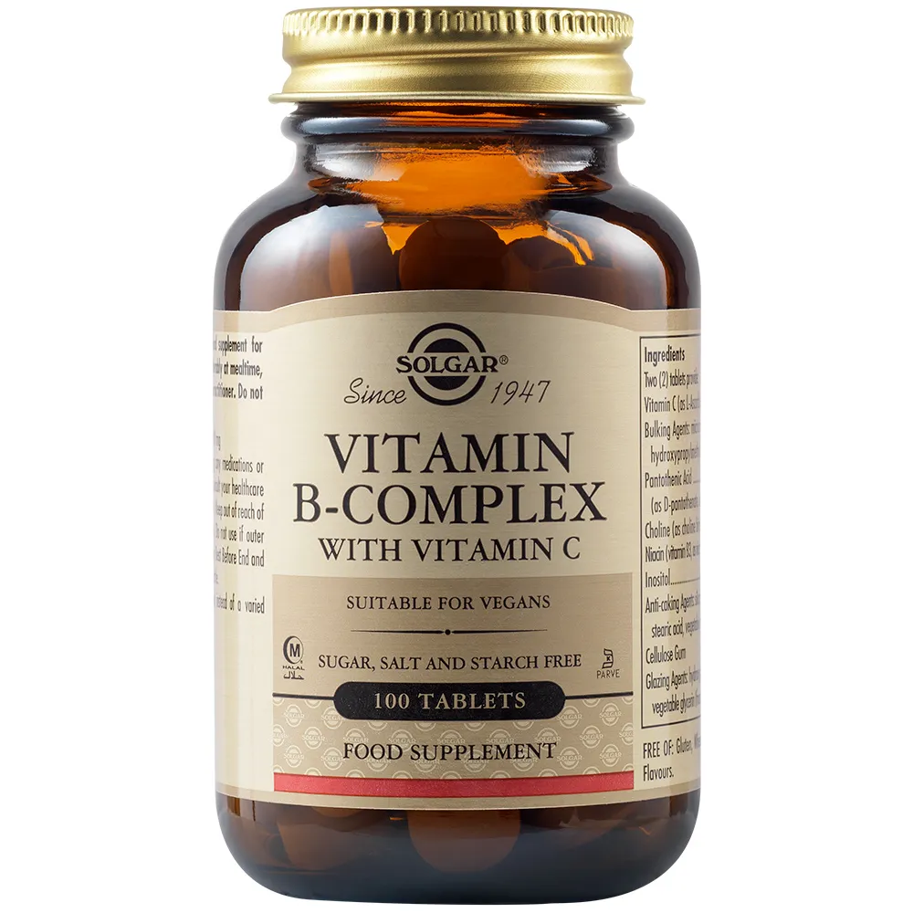 Complex Vitamina B cu Vitamina C, 100 tablete, Solgar