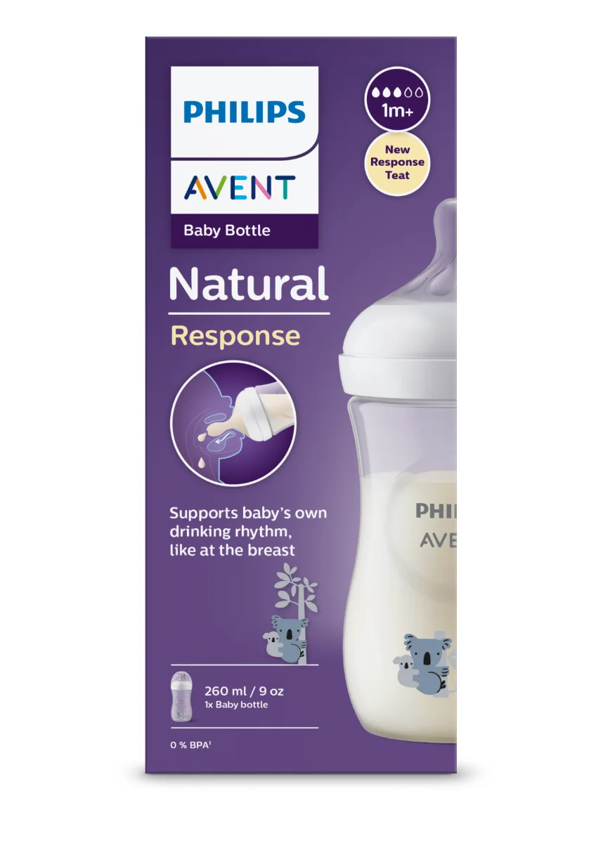 Biberon pentru +1 luna model koala Natural Response SCY903/67, 260ml, Philips Avent