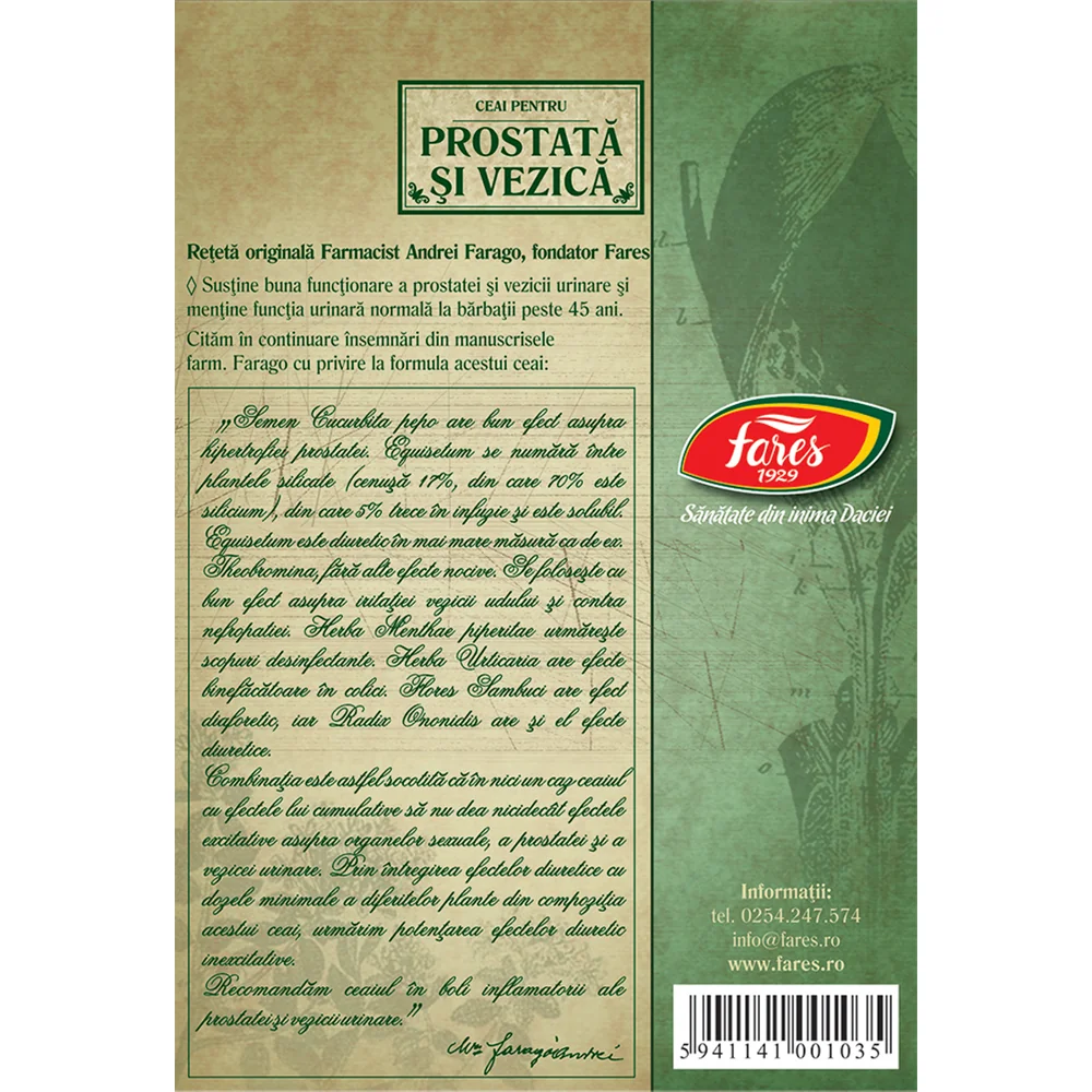 Ceaiul V pentru prostata si vezica G75, 50g, Fares