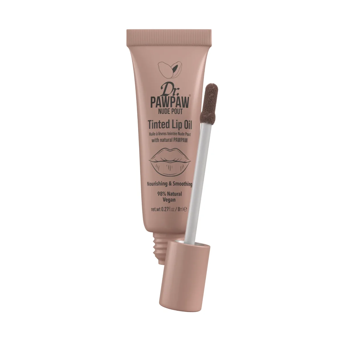 Ulei de buze colorat si hranitor cu extract de papaya Nude Pout, 8ml, Dr.PAWPAW