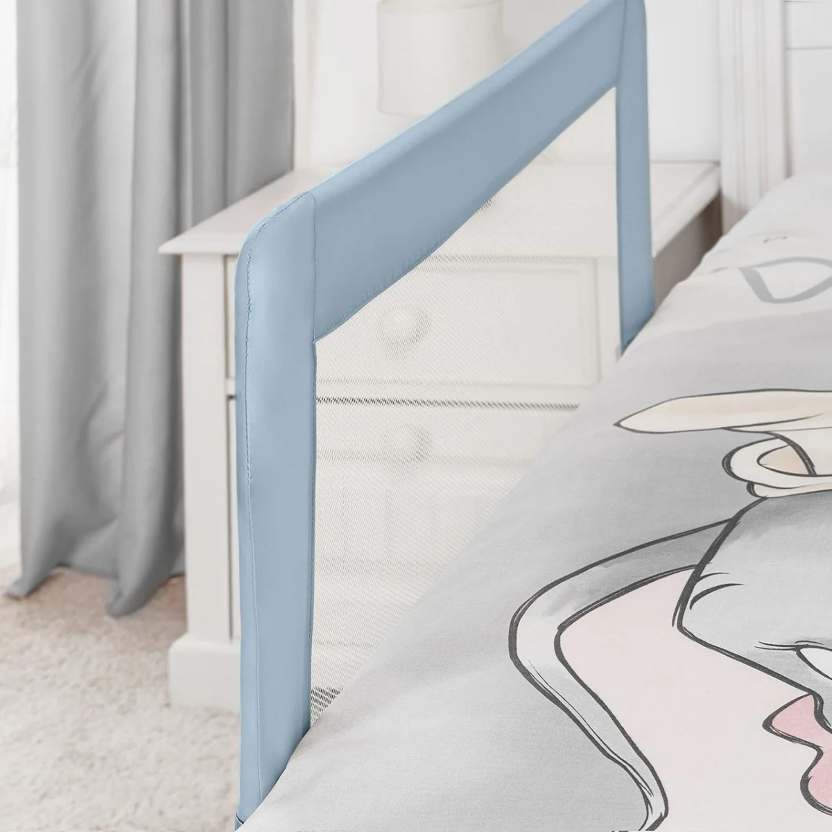 Bariera de protectie pat pentru bebelusi Albastru-gri 45101, 100cm, Reer