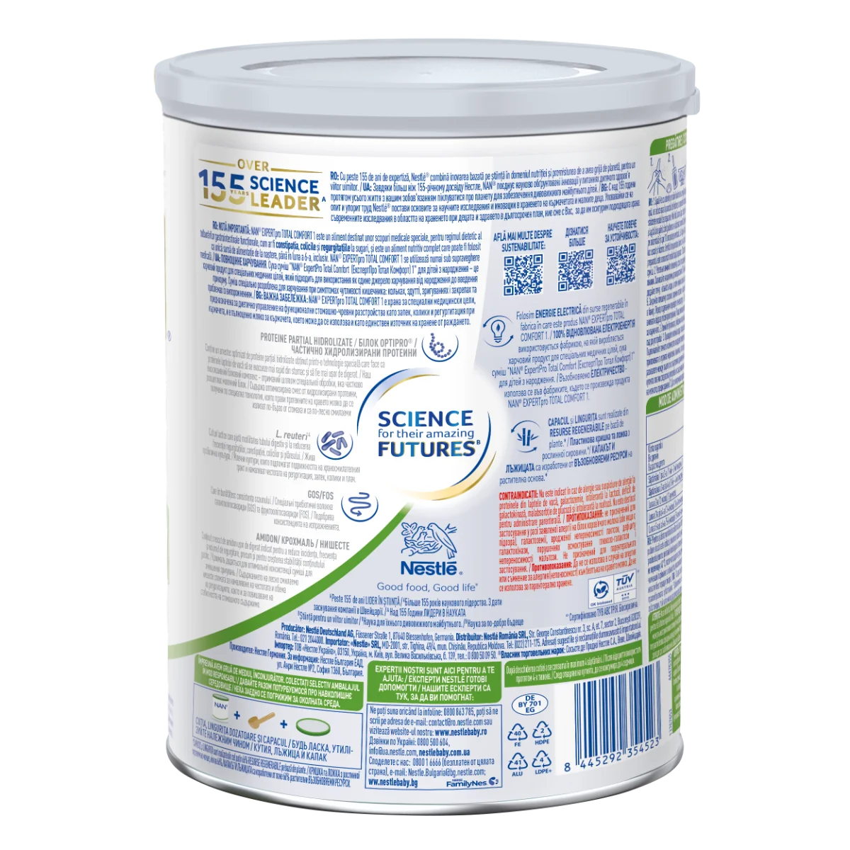 Formula de lapte praf Nan Expert Pro Total Comfort 1, 800g, Nestle