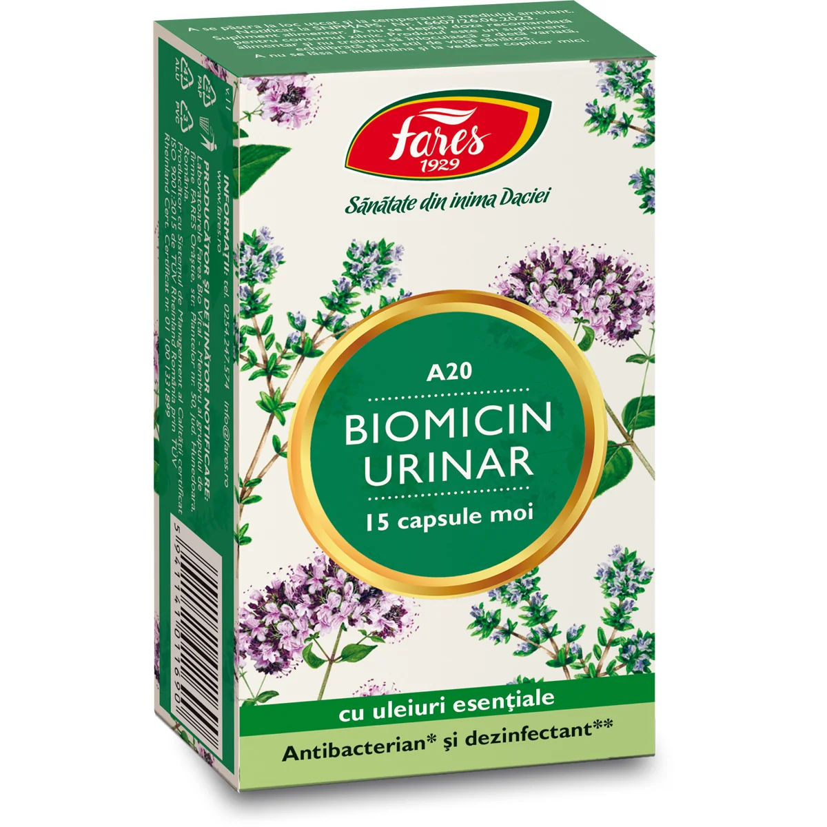Biomicin urinar, 15 capsule, Fares