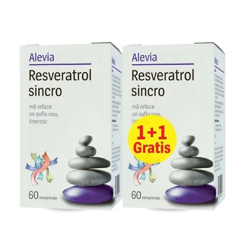 Pachet Resveratrol Sincro, 2 x 60 comprimate, Alevia 