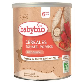 Cereale bio cu rosii, ardei gras dulce si quinoa, 220g, BabyBio 