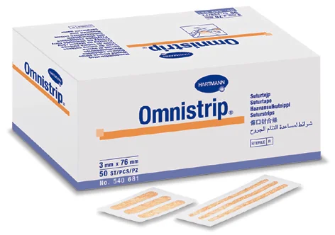 Plasturi sub forma de stripuri sterile, 6 x 76mm, 50 x 3 bucati, Omnistrip
