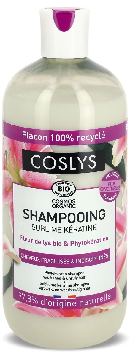 Sampon bio de reparare intarire si netezire pentru par slab si despicat cu crin si fitocheratina, 500ml, Coslys