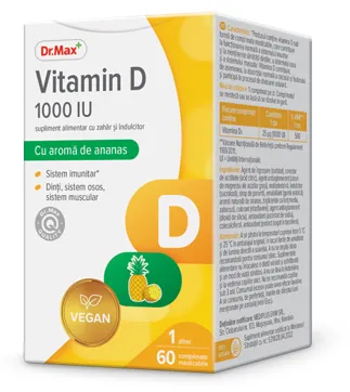 Dr. Max Vitamin D 1000 IU​, 60 comprimate masticabile